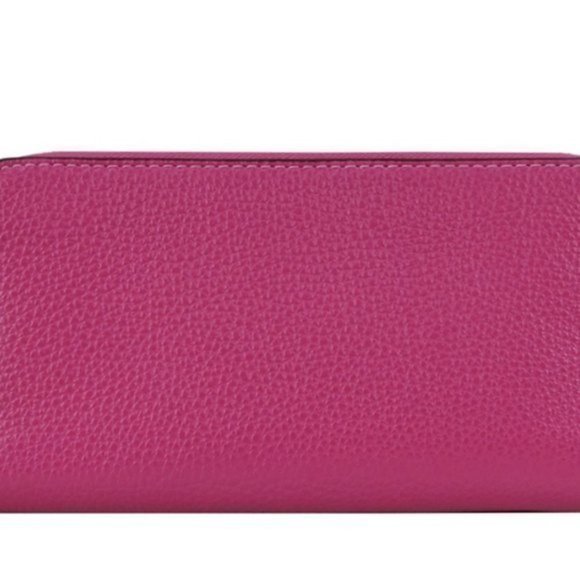 COACH Leather Long Zip Around Phone Wallet Detachable Sporty Strap Bold Pink NWT - Picture 5 of 9